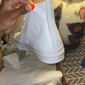 White Monochrome Hightop Converse Sneakers